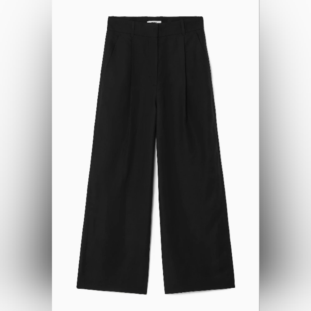 COS Ink Blue Linen Wide Leg Relaxed Pants 12